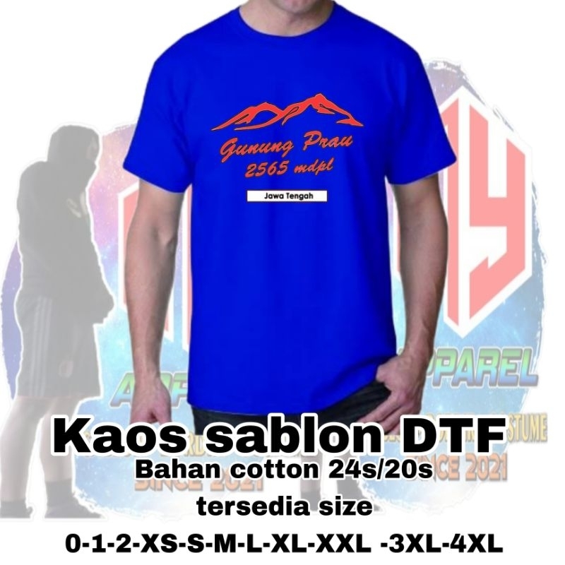 Kaos sablon gunung Prau Jawa tengah/kaos pendaki gunung sablon DTF