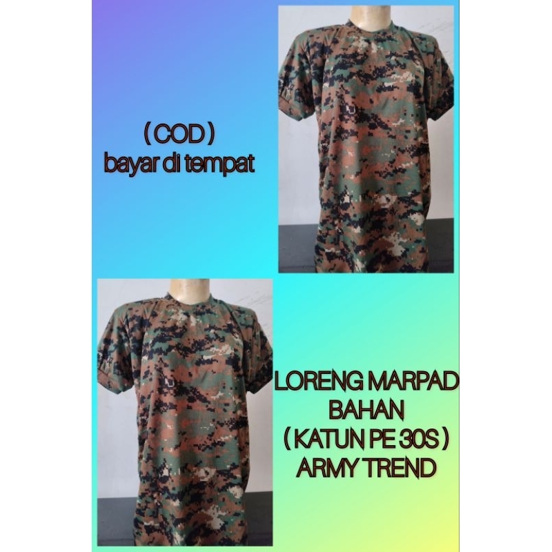 PROMO KAOS LORENG MARPAD LENGAN PENDEK / KAPS LORENG TNI / KAOS LORENG ARMY LENGAN PENDEK ORIGINAL