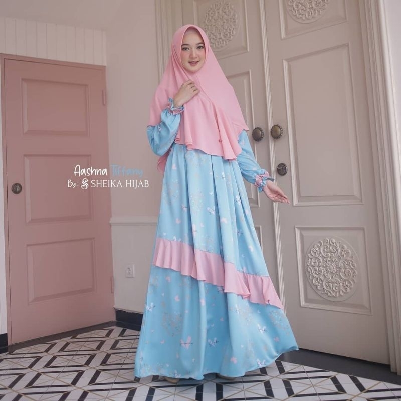 AASHNA DRESS WARNA TIFFANY SIZE M BY SHEIKA HIJAB(DRESS SAJA)
