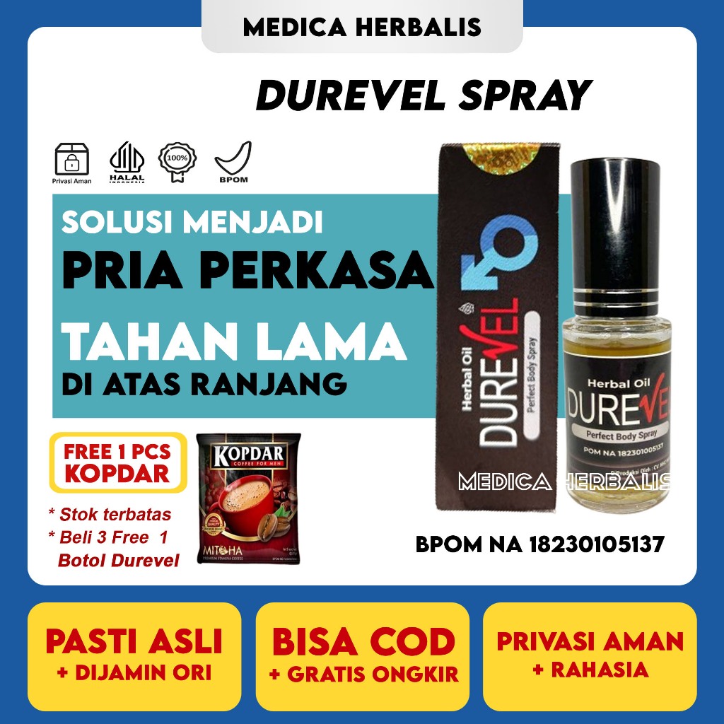 Durevel Spray Asli Original Obat Oles Spray Tahan Lama Untuk Vitalitas Pria Tambah Perkasa