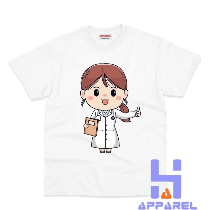 BAJU ANAK KAOS ANAK PROFESI DOKTER DOCTOR KARAKTER PEREMPUAN