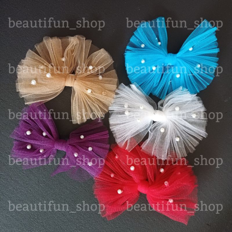 Jepit rambut pita tulle mutiara jepit rambut wanita korea jepit rambut anak perempuan jepit rambut a