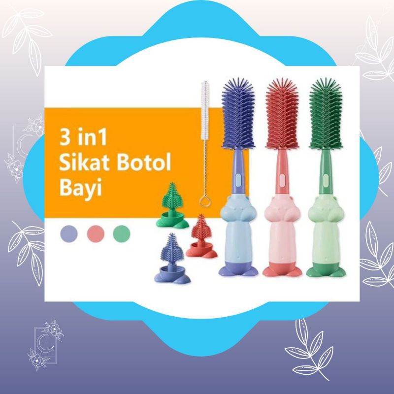 Sikat Botol Silikon 3 fungsi | sikat botol 3in1