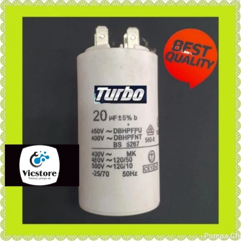 Kapasitor Turbo Jet 20 uf 450 vac pompa satelit 0.25hp 2" n 3" submersible 3sdm2/8-0.18 3inch capasi