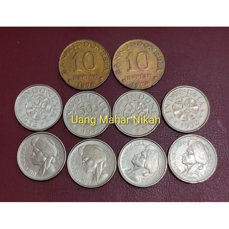 PAKET MAHAR uang kuno 24 Rupiah ( Paket Ekonomis) Kombinasi 50 Sen Original