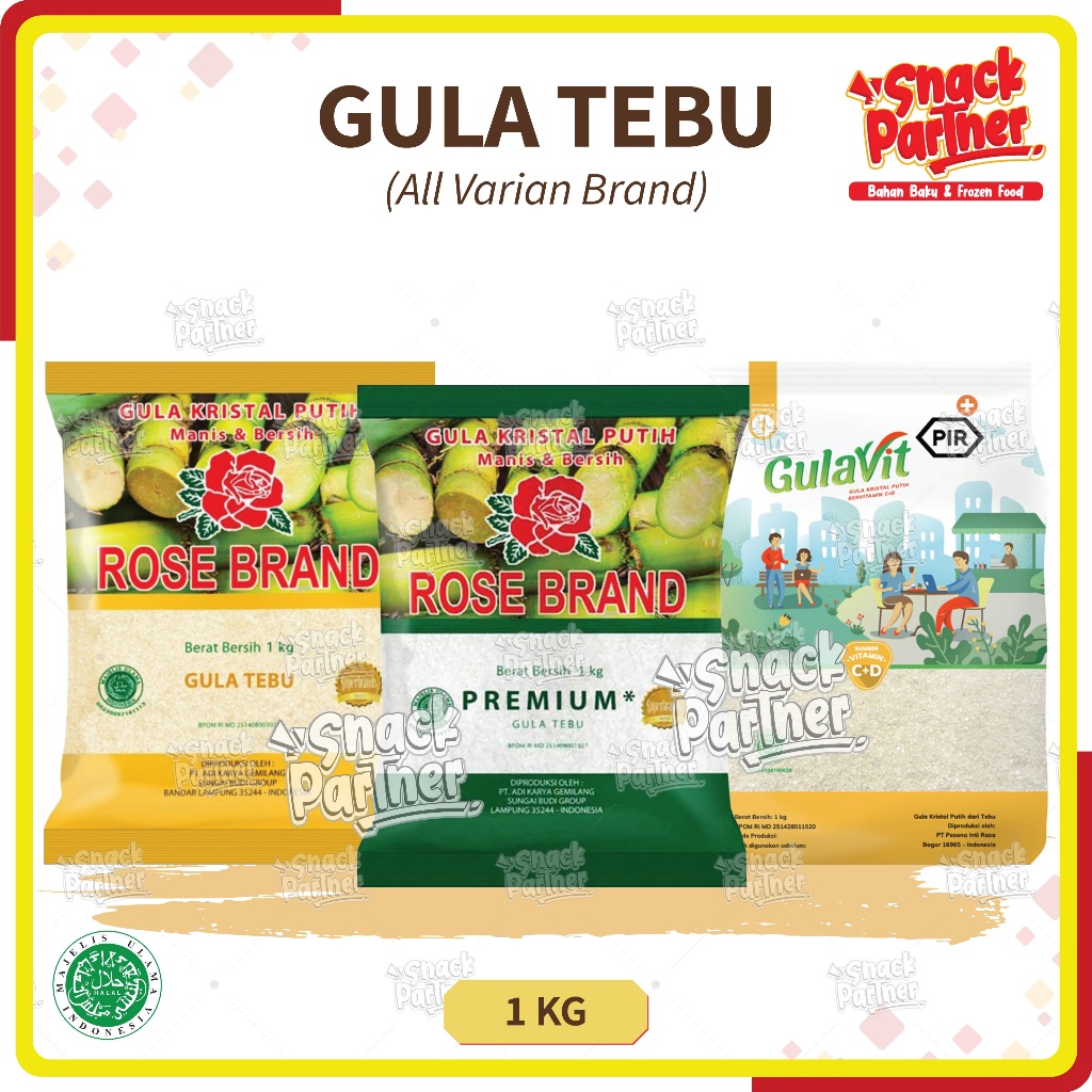 

GULA TEBU 1 KG | Varian Brand / Merk - Gula Pasir Premium Sugar Rosebrand Rose Brand GulaVit 1KG