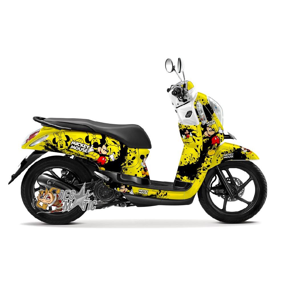 Sticker Full Body Decal  + Stiker dashboard Motor Honda Scoopy Fi Sporty 2012 - 2015 2016 Mickey