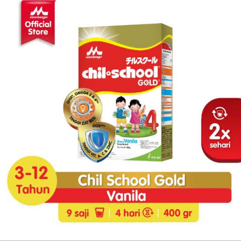 Chil school 4 morinaga susu formula anak 3-12 tahun 400gram rasa madu dan vanilla