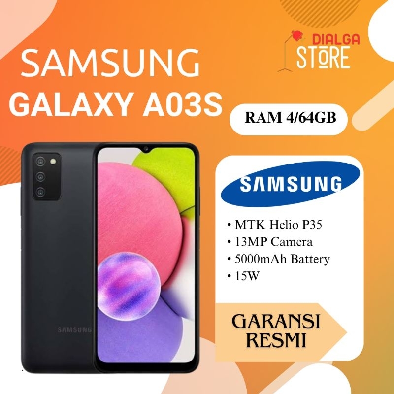 SAMSUNG GALAXY A03s RAM 4/64 GB  GARANSI 1 TAHUN  GRESS/  BARU, SEGEL BOX