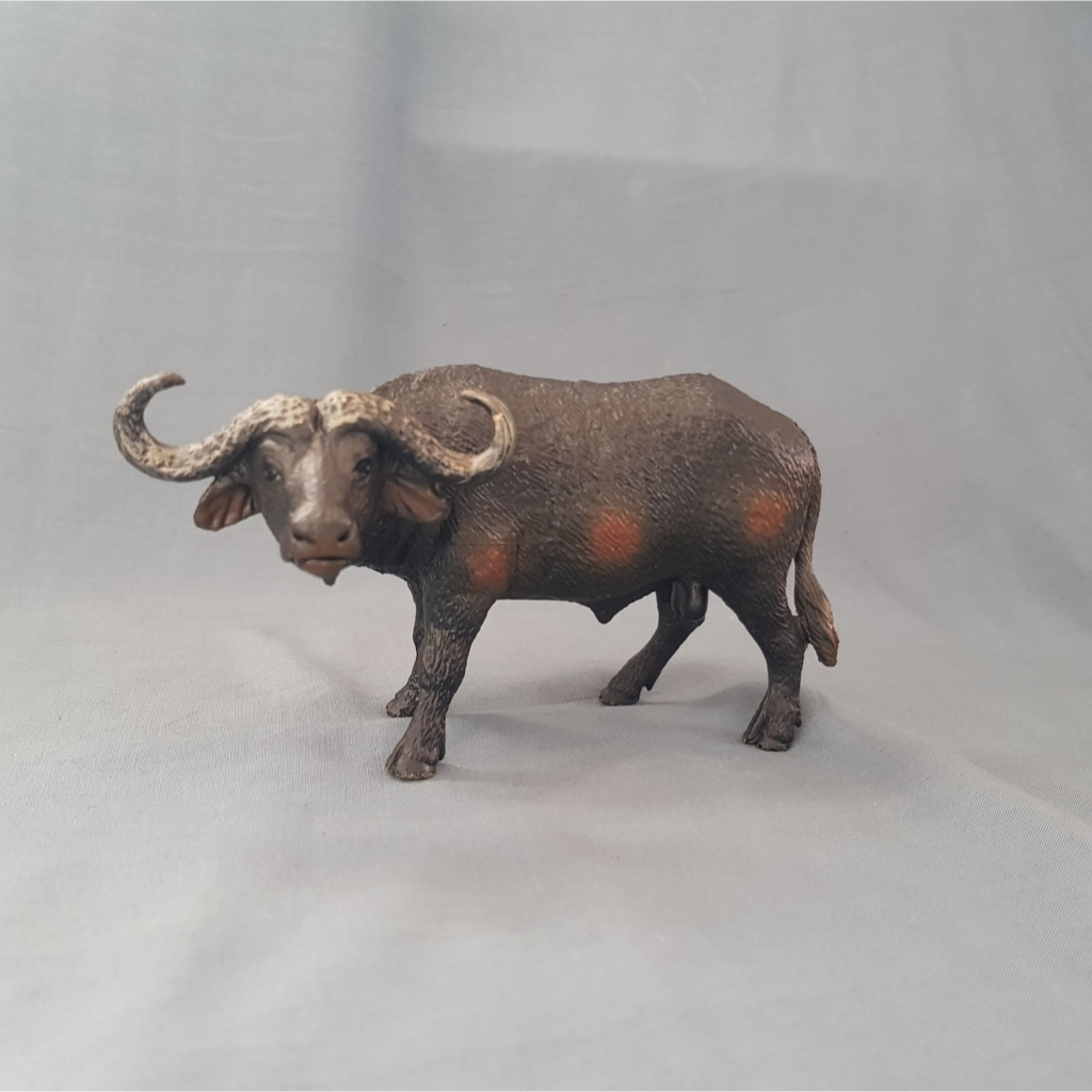Figur Hewan Kerbau jantan hitam tanduk PVC Miniatur mainan diorama binatang