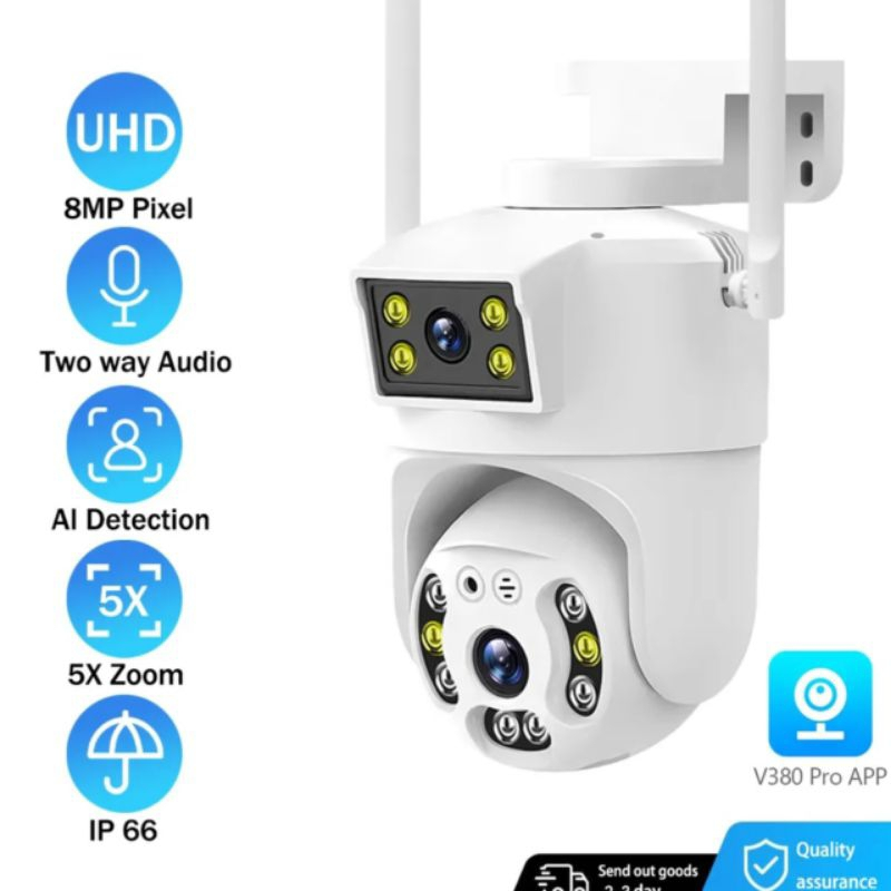 IP CCTV Wifi Dual Camera App V380Pro Screen Camera PTZ Outdoor / CCTV DUAL LENS WATERPROOF FULL HD