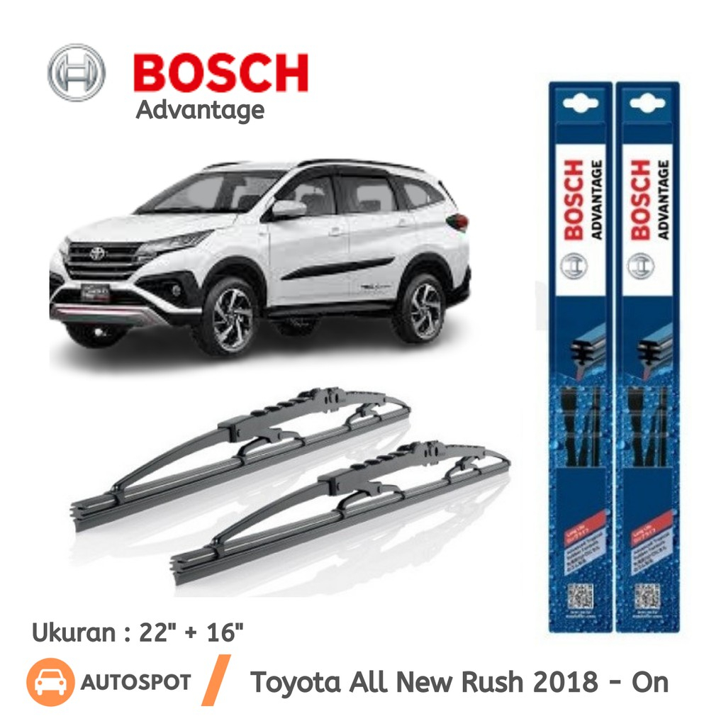 Wiper Depan Mobil Toyota All New Rush 2018 - On Sepasang Bosch Advantage ( 22" + 16" ) Original