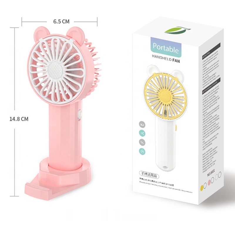 ALT - Kipas Angin Tangan Mini Portable Stand HP Berdiri Dengan Baterai Cas Genggam USB Charger