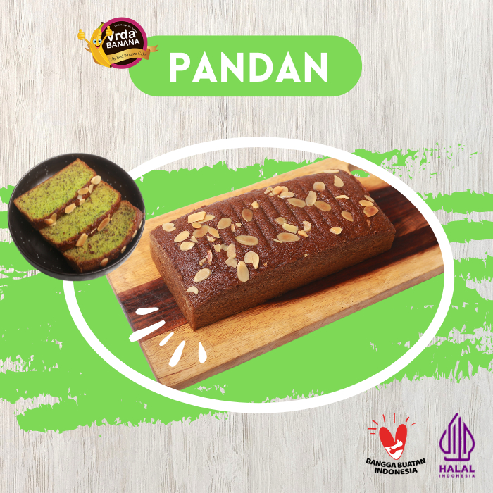 

Vrda Banana Cake Pandan - kue Bolu Pisang topping Almond