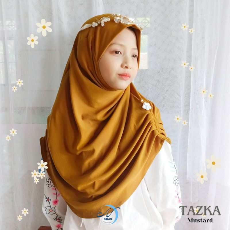 TAZKA HIJAB by Nafata kerudung anak remaja jersey instant premium, bergo blus kuning kunyit