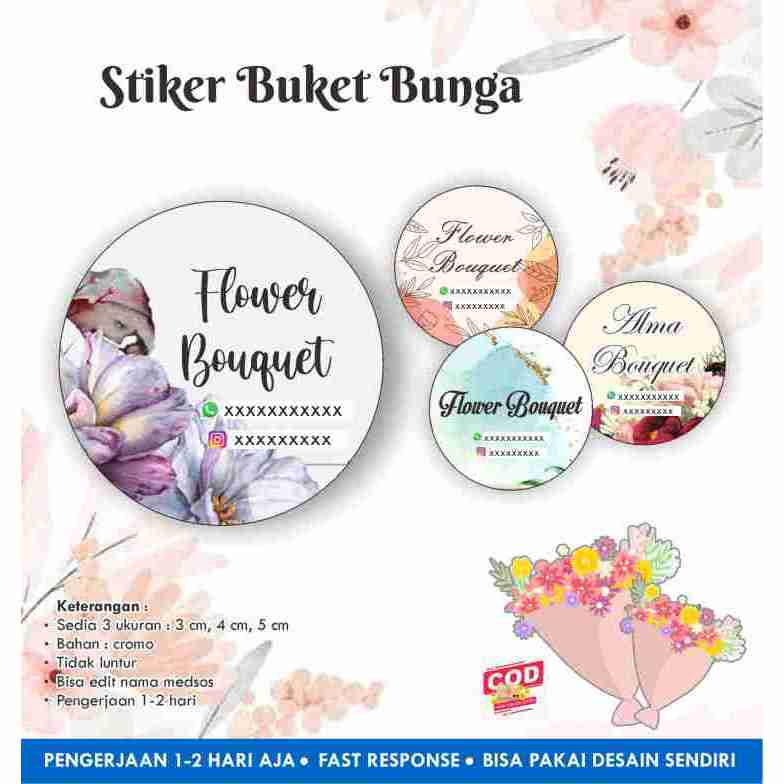 

[170 pcs] Stiker Bunga bulat / Flower / Buket / Bouquet bulat cromo