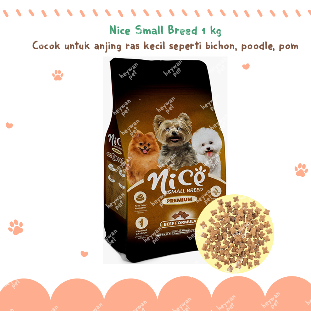 Nice Small Breed Kibble Kecil FRESHPACK 1 KG / Pakan Anjing Kecil/ Pakan Anjing Poodle/ Dog Food/ Pa