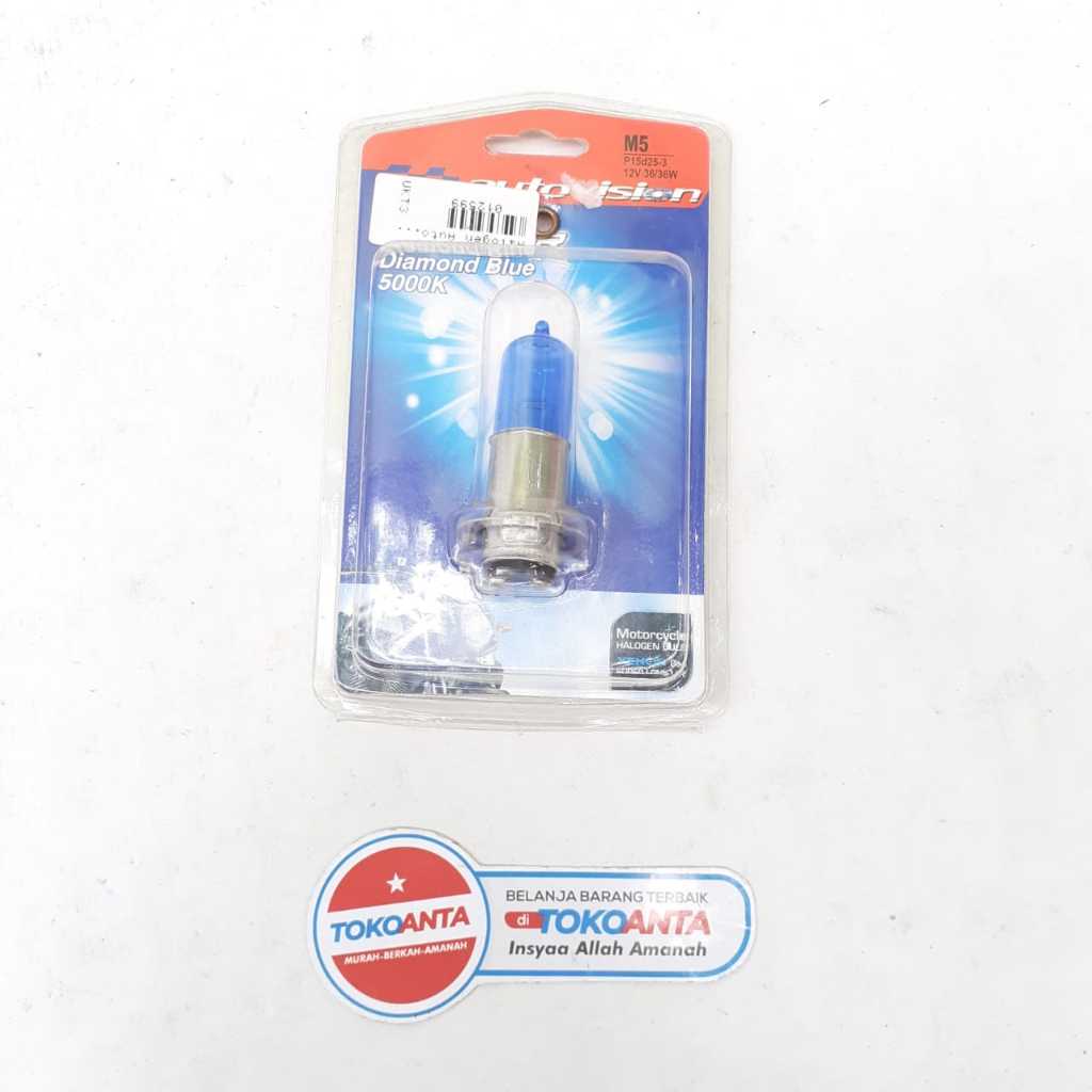 Dop Lampu Motor Halogen Autovision K3 Ba20D Diamond Blue 12V 36/36W