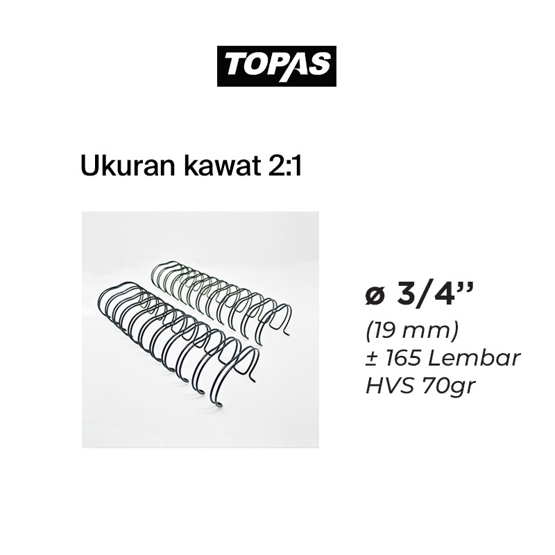 

Asaba Office Supply- Ring Jilid Kawat Topas Wire 2:1 Ukuran 3/4", 19mm - Isi 1Box (50pcs)