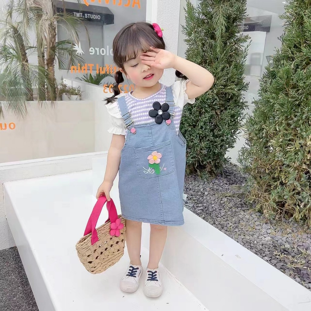 RB ANGEL'S CABINET Overall anak perempuan baju kodok jins anak perempuan baju kodok 2in1 rok jins