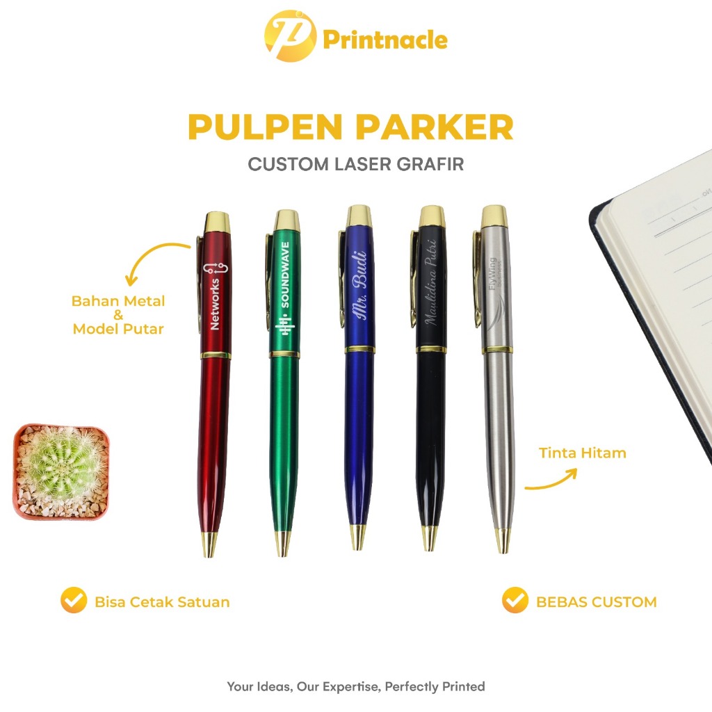 

Custom Pulpen Metal Putar Parker Cetak Laser Grafir Nama/logo Souvenir ( Tanpa Box )