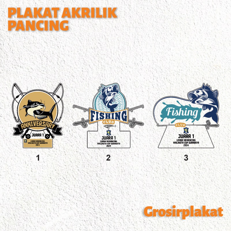 Piala lomba Memancing Piala Memancing Akrilik Piala Kontes Memancing Piala Ikan Akrilik plakat meman