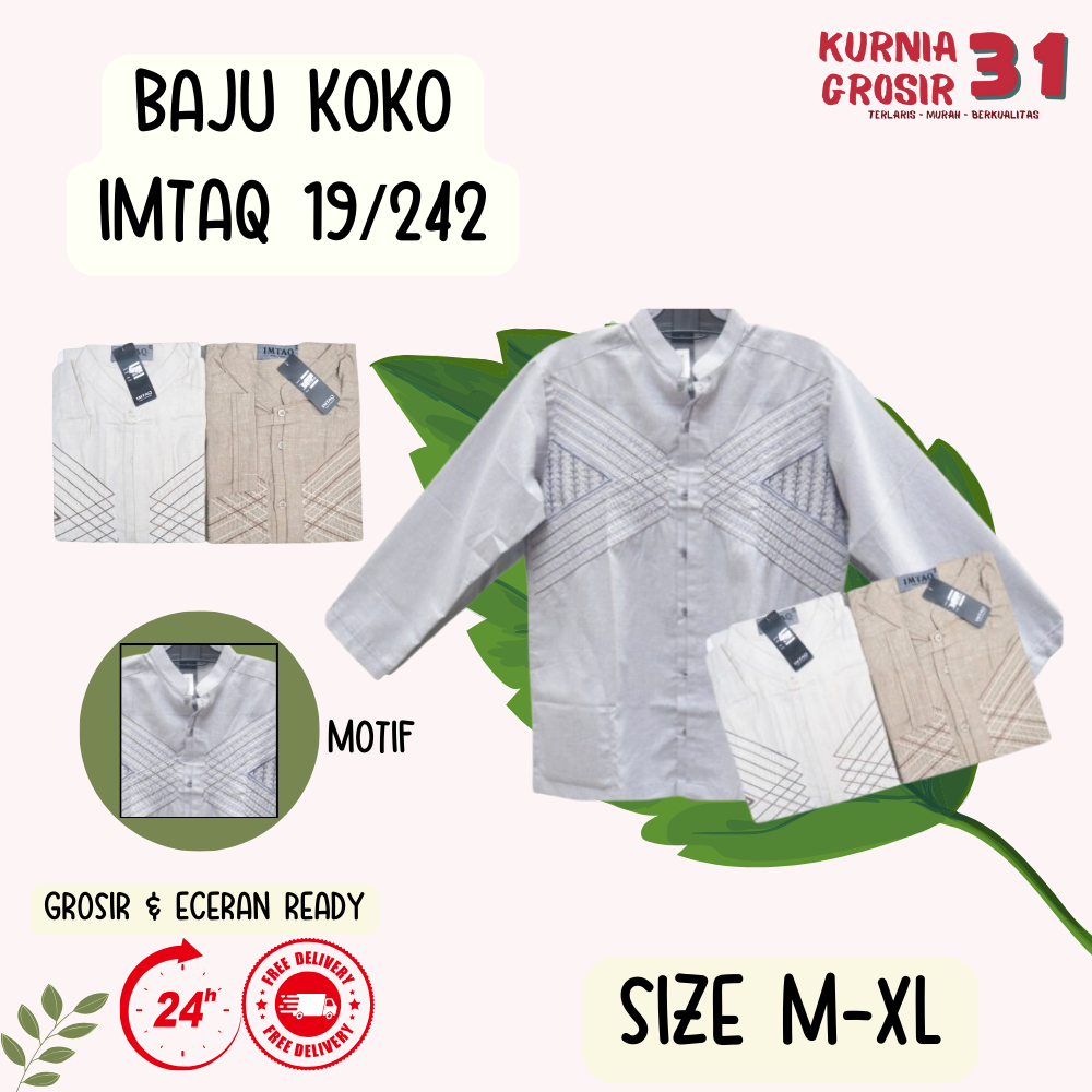 Baju KOKO Lengan Panjang IMTAQ 19-242 / Baju Koko Pria Dewasa / Baju KOKO Ukuran M-XL