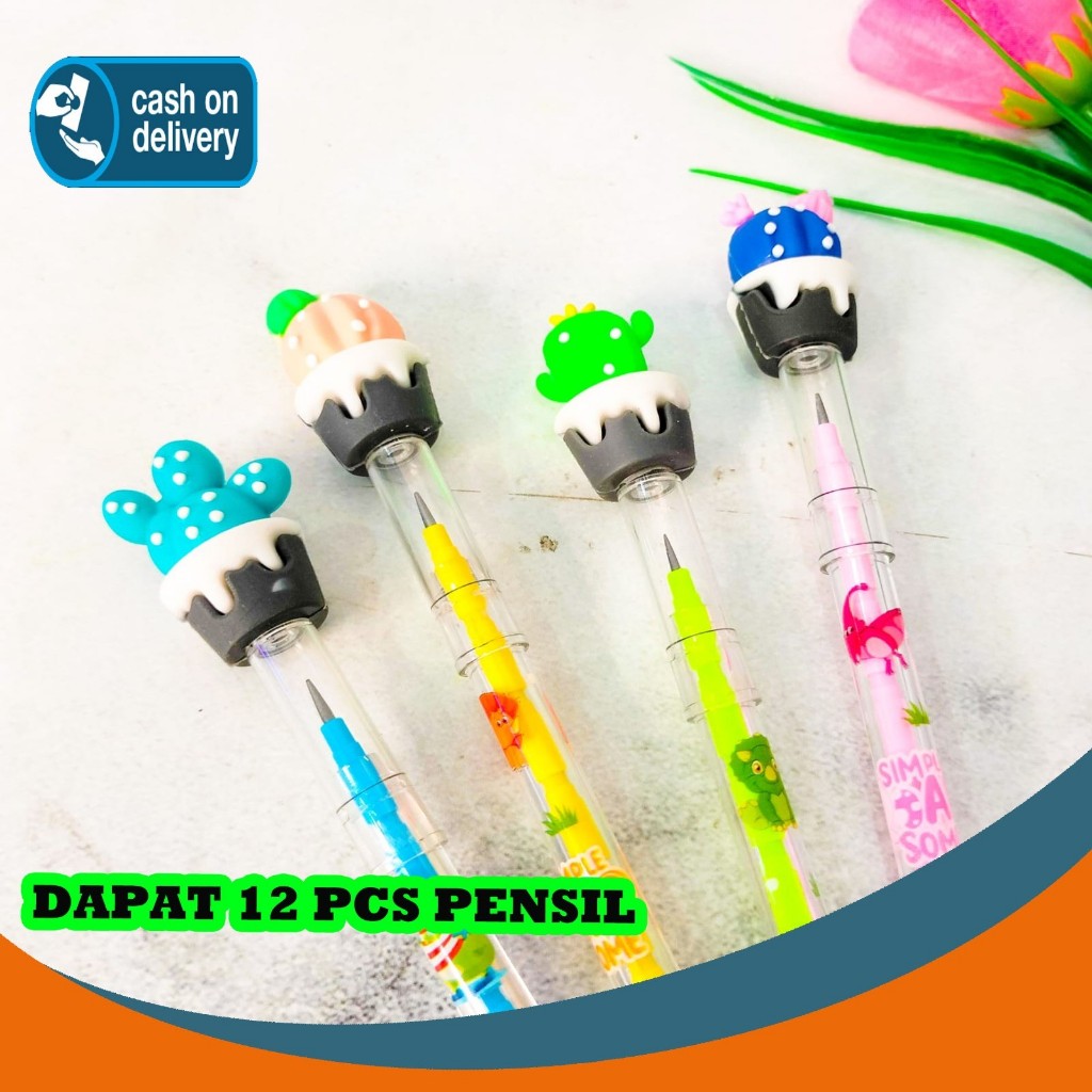 

SELUSIN (12 PCS) PENSIL SUSUN KAKTUS PS-1201 BENSIA PELURU REFILL BISA ISI ULANG KARAKTER UNIK MURAH PENCIL ALAT TULIS KANTOR SEKOLAH MURAH TERMURAH COD
