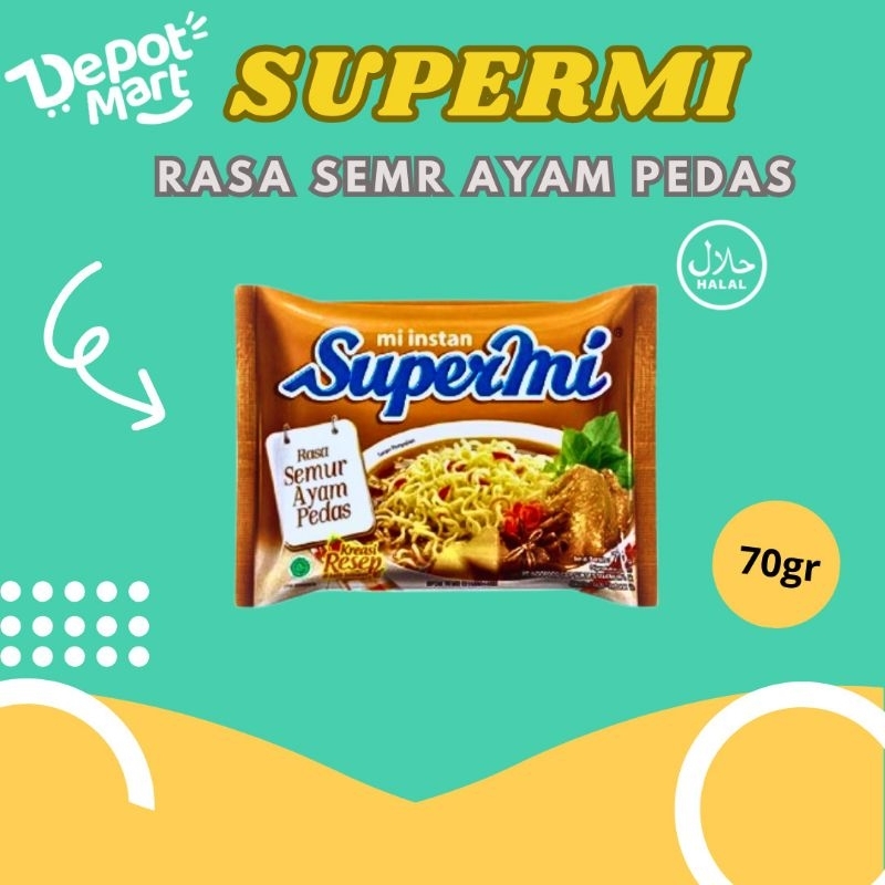 

5 Pcs Mie Instant Supermie Semur Ayam Pedas 70GR Depot Mart
