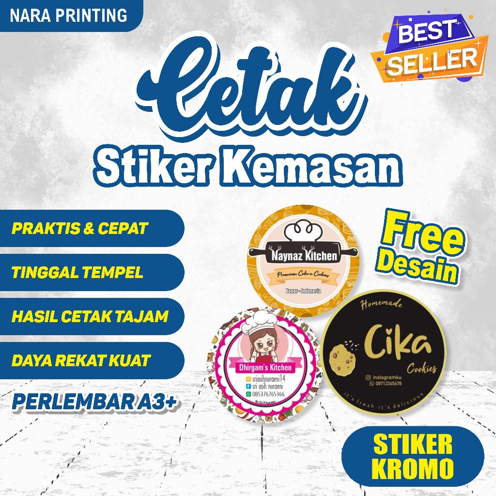 

Cetak Stiker Kromo Makanan Minuman Lembaran A3+ Stiker Label