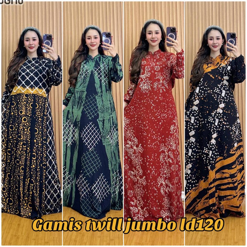 Gamis twill ori malaman ld120 Gamis jumbo motif abstrak