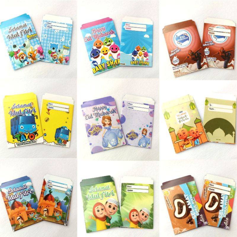 

amplop lebaran mini karakter muslim, aesthetic dan snack