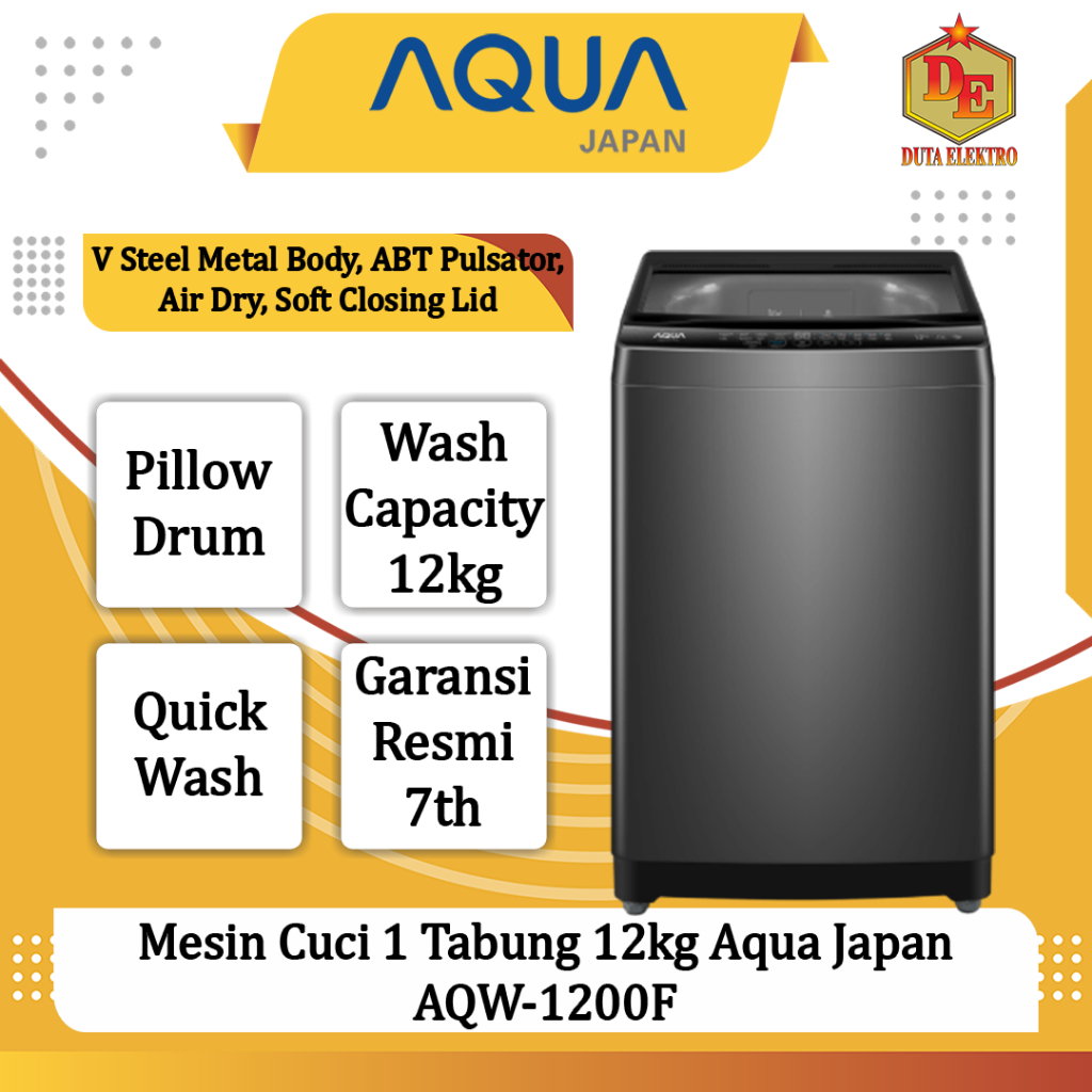 Mesin Cuci 1 Tabung 12kg Aqua Japan AQW 1200 F