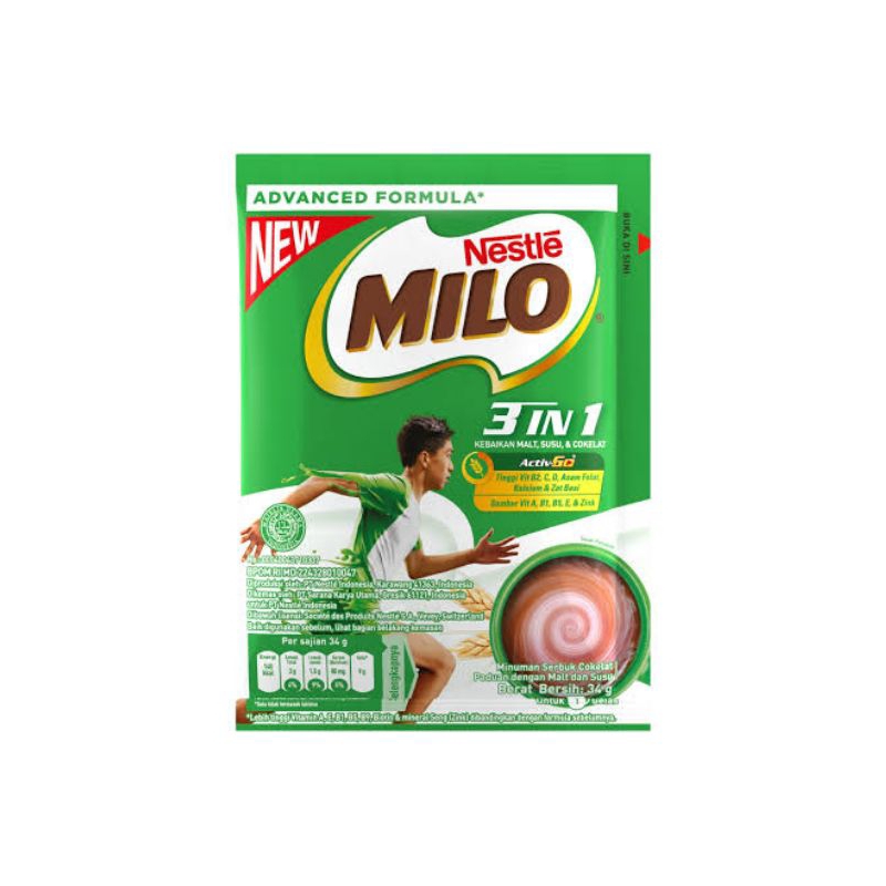 

Milo activ go 3in1 1 renceng 10x34gr