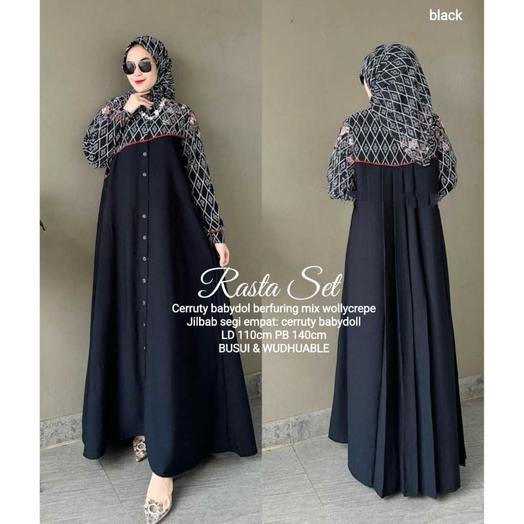 Set Gamis Jilbab Segiempat Ceruty babydoll // Rasta Set Jilbab // Ori Amore // Set Segiempat Viral