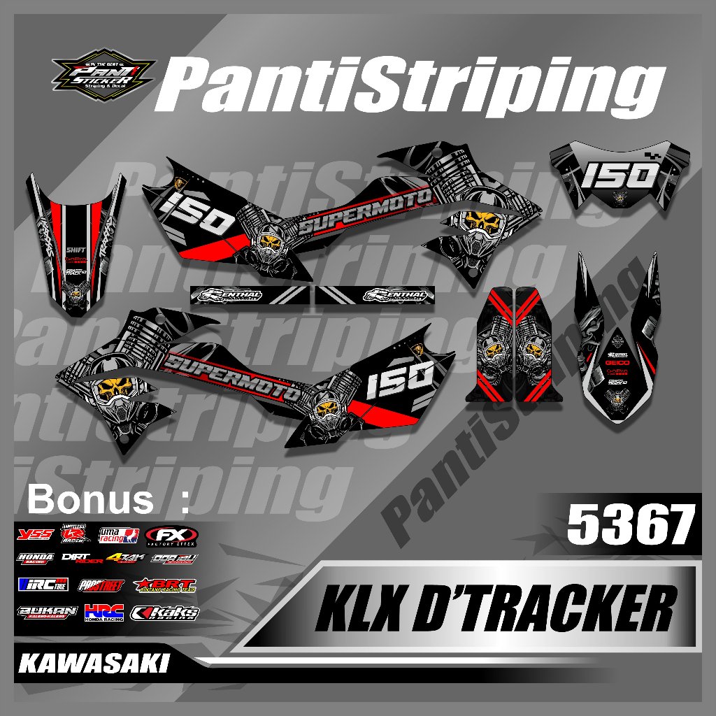 Sticker Motor Trail KLX D TRACKER Variasi List SemiFull - Striping aksesoris KLX D-TRACKER Desain Su