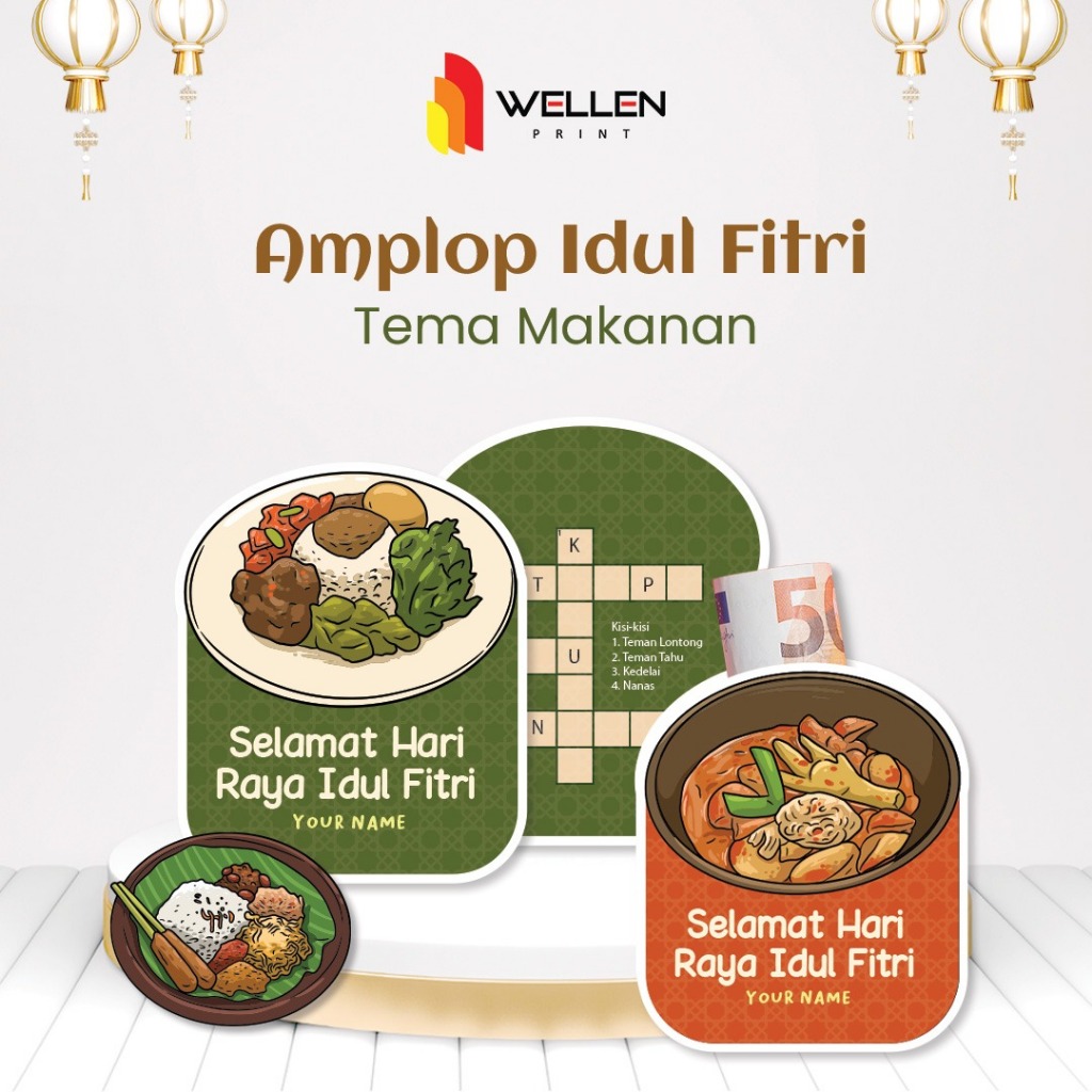 

WELLEN PRINT – Cetak Amplop Idul Fitri Tema Makanan Custom Nama / Print Angpao THR Lebaran Eid Mubarak