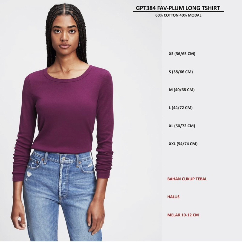 Kaos Wanita Lengan Panjang (Favourite Crewneck Tshirt) brand GAP Original
