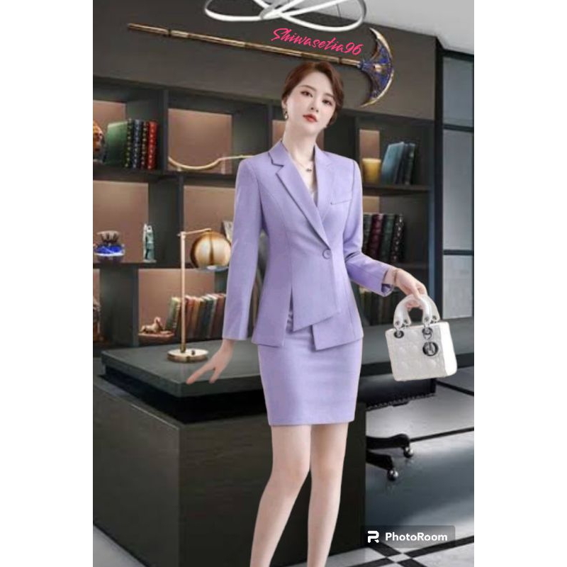SETELAN 2IN1 JAS BLAZER WANITA FORMAL JAS SETELAN ROK WANITA KERJA KANTORAN /SERAGAMAN JAS  KANTOR W