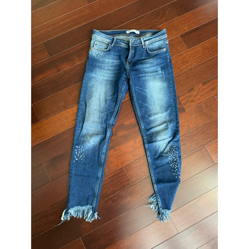 ‼️PROMO‼️ preloved Celana jeans panjang wanita 7/8 Zara women rumbai size 36