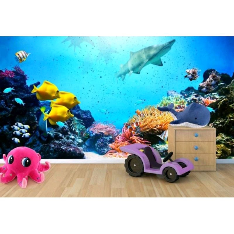 Wallpaper stiker Dinding 3D Custom Pemandangan Bawah Laut