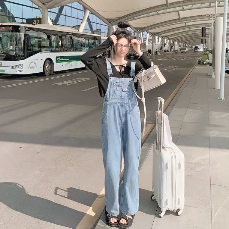 ART V92Y Overall Jumsuit korea style wanita jens setelan panjang pendek