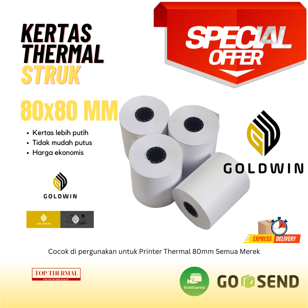 

Kertas thermal struk kasir 80x80 mm EDC PPOB eco termal 80mm x 80
