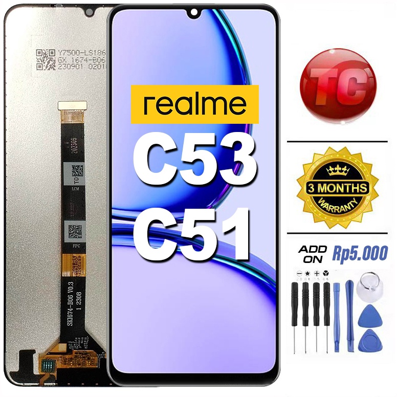 TBY593 PALING AMPUH LCD REALME C53 C51 Original 1 LCD TOUCHSCREEN Fullset Crown Murah Ori Compatible