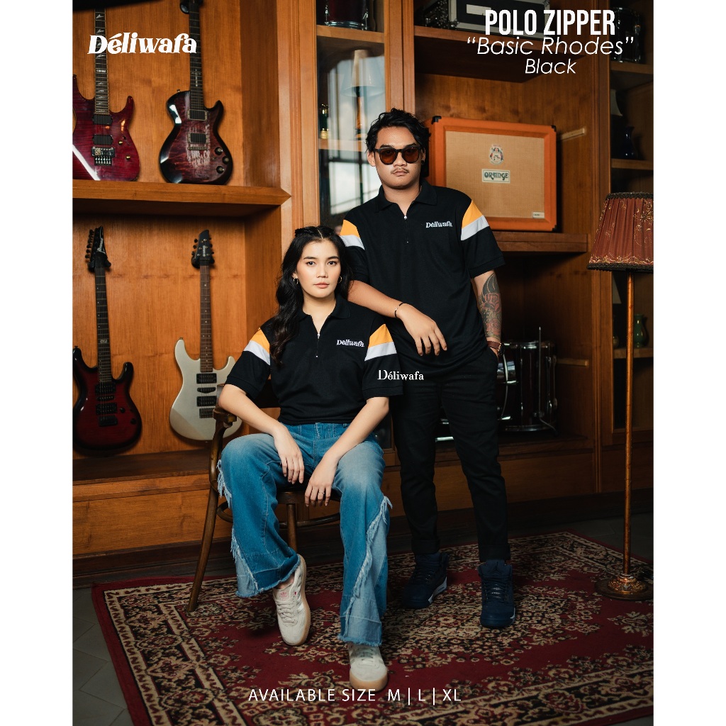 Original Deliwafa - Basic Rhodes | Polo Zipper | Kaos Pria Wanita