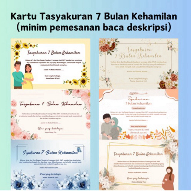 KARTU TASYAKURAN 7 BULAN KEHAMILAN / kartu syukuran 7 bulanan / kartu tasyakuran kehamilan