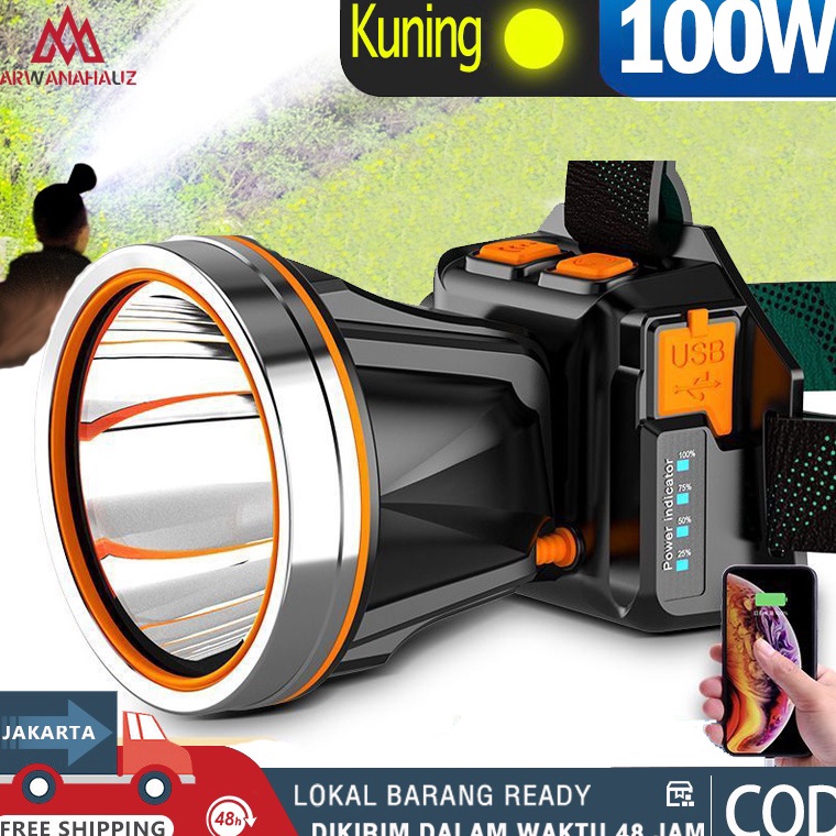 Booming Senter Kepala Super Terang Tahan Air  Senter Super Terang Cas Kepala  Senter Kepala Premium 