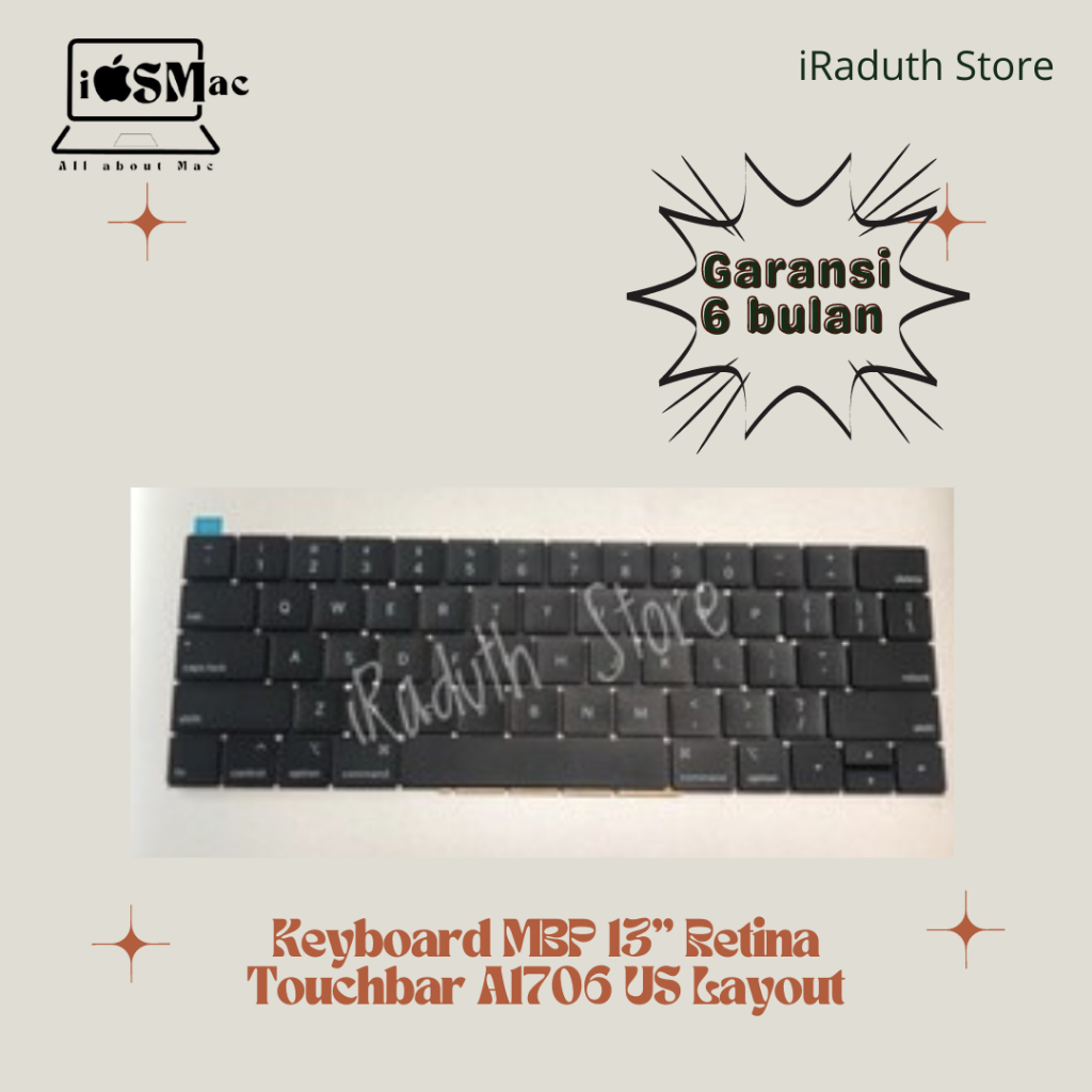 Keyboard MBP 13" Retina Touchbar A1706 US Layout