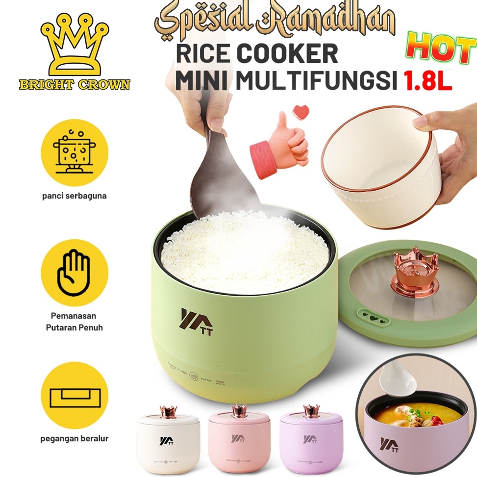 TERBAIK Bright Crown 18L Rice Cooker Mini  Penanak Nasi 45watt  Panci Listrik Elektrik Anti Lengket 