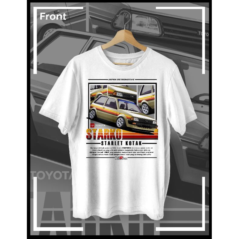 Kaos Otomotif edisi Japan Retromotive - Starlet Kotak (Starko). T-Shirt Pria dan Wanita dengan Exclu